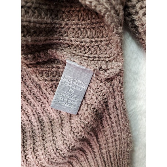 Charlotte Russe Sweater Womens Medium Brown Knit Acrylic Long Sleeve V Neck Slit - Picture 8 of 9